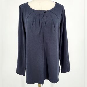 Soft Surroundings Milani Top Twist Front Long Sleeve Shirt Black Medium